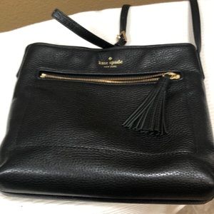 Black pebble grain leather shoulder/crossbody